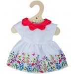 Bigjigs Toys Bílé květinové šaty s červeným límečkem pro panenku 38 cm BJD544 – Sleviste.cz