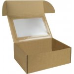 Krabice na cukroví s průhledným okénkem 250x180x95 mm hnědá-kraft