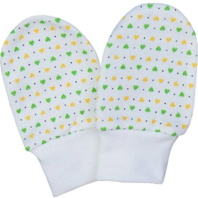 ESITO Rukavice bavlna potisk srdce srdce bílá / zelená – Hledejceny.cz