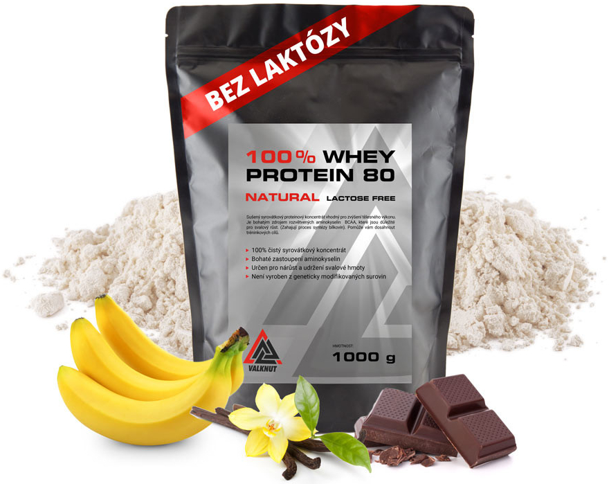 VALKNUT Protein 100% Whey 80 koncentrát bez laktózy 1000 g