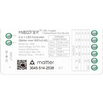 Ovladač Miboxer 5v1 LED WiFi Matter IP20 – Zboží Mobilmania