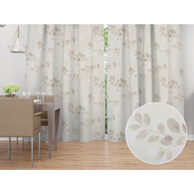 Biante Bavlněný závěs Sandra SA-681 Eukalyptové listy na světlém pastelově zeleném 140x190 cm – Hledejceny.cz