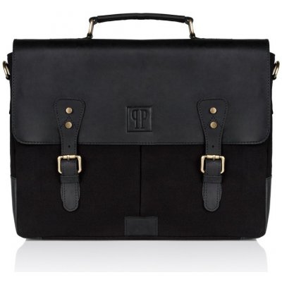 Paolo Peruzzi Kožená aktovka s textilií černá – Sleviste.cz