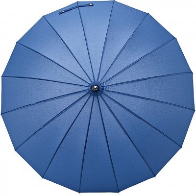 Deštníková hůl s rovnou dřevěnou rukojetí 16 paprsků modrý