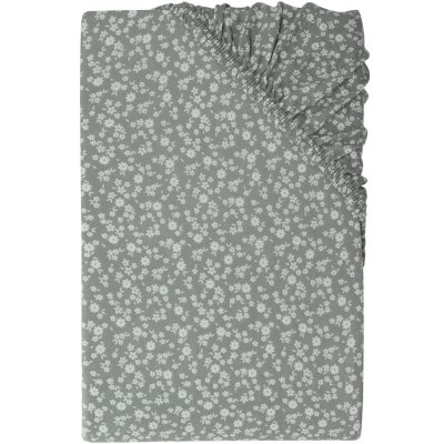LIVARNO home Žerzejové napínací prostěradlo květiny zelené 90-100x200 – Hledejceny.cz