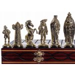 Chesschec Šachy STREDOVĚKÉ se zlatymi a černými metalizovanými figurkami – Zboží Živě