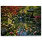 Plakát – Jezírko s kapry v japonské zahradě 140 × 105 cm Bez rámu Ano Bez rámu – Hledejceny.cz