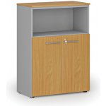 Primo Kombinovaná kancelářská skříň GRAY, 1087 x 800 x 420 mm, šedá/buk – Sleviste.cz