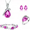 Sisi Jewelry souprava náhrdelníku náušnic a náramku Tear Drop Rose prsten SET1123 Růžová