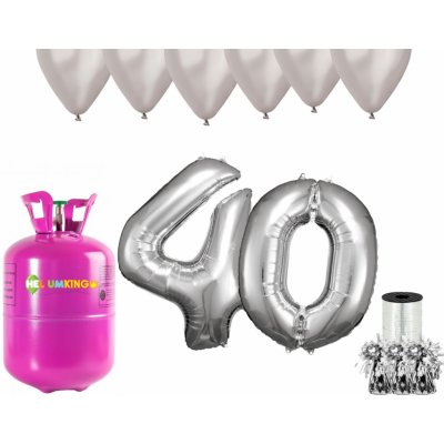 HeliumKing Helium párty set na 40. narozeniny se stříbrnými balónky – Zboží Dáma
