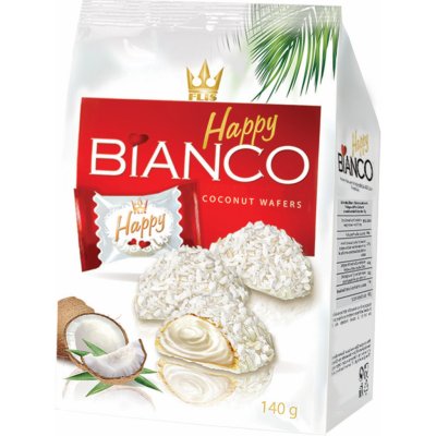 Happy Bianco Coconut Wafers Oplatky s kokosovou náplní 140 g – Zboží Dáma