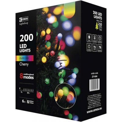 EMOS 200 LED vánoční cherry řetěz kuličky 20m multicolor programy 1534141540 – Zbozi.Blesk.cz