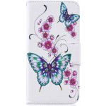 Pouzdro JustKing flipové motýli Huawei Y7 2019 - bílé – Zboží Mobilmania