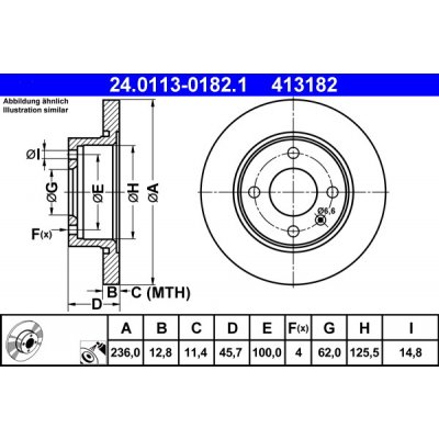 Brzdový kotouč ATE 24.0113-0182.1 (24011301821) | Zboží Auto
