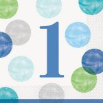 Unique ubrousky 1. narozeniny s modrými puntíky 16ks