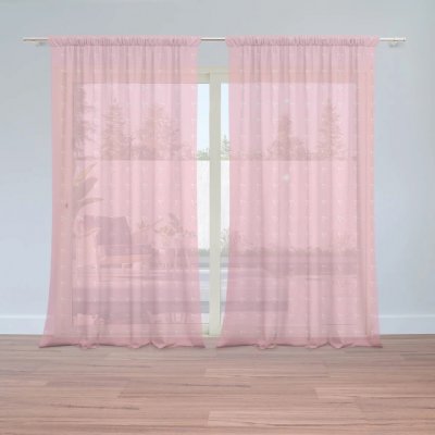 Sablio Záclony Bílé čárky na růžové: 2ks 150x250cm – Hledejceny.cz