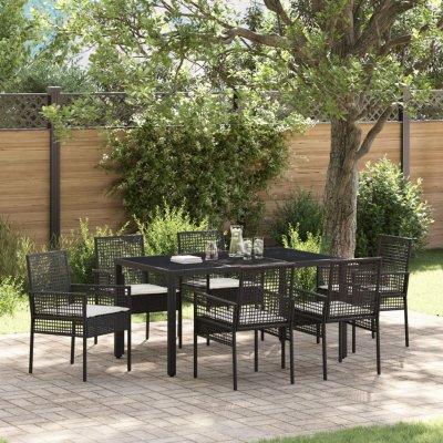 OMAXI 890788 Zahradní jídelní souprava 7 pcs Černá Poly ratan – Hledejceny.cz