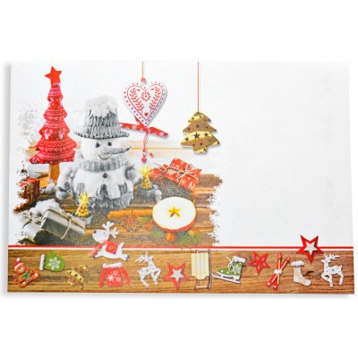 Aria Vánoční obálky 177 x 120 mm - Sněhulák s dekoracema