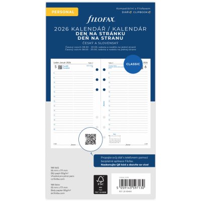 Filofax Náhradní vložka do diářů - kalendář osobní denní – Hledejceny.cz