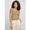 Dámská Trička Ladies Off Shoulder Rib Tee khaki