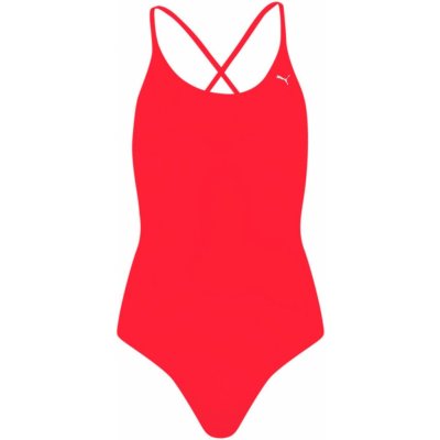 Puma Swim Women V-Neck Crossback Swimsuit červená – Zboží Mobilmania