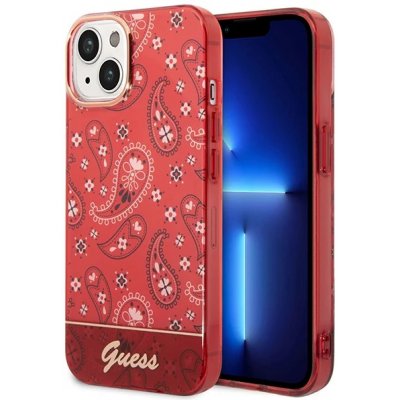 Pouzdro Guess iPhone 14 Plus red Bandana Paisley