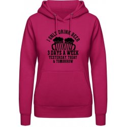 AWDis Hoodie mikina Pivo Piju Včera, dnes a Zítra Svůdná růžová