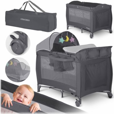 Ricokids Cestovní postýlka 125 x 65 x 78 cm RK-242 antracitová – Zboží Mobilmania