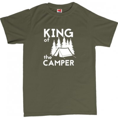 King of the camper stan pánské tričko s potiskem 401 zelená olive bílá – Sleviste.cz