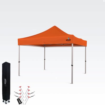 BRIMO Zahradní Altán Skládací 3x3m Prémiová UV/PVC Ochrana bez stěn Oranžová S. Alu – Zboží Dáma