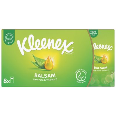 Kleenex Balsam papírové kapesníčky fresh Hanks mentol 4-vrstvé 8 x 9 ks