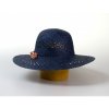 Klobouk Dívčí papírový klobouk zdobený květy tm. modrá