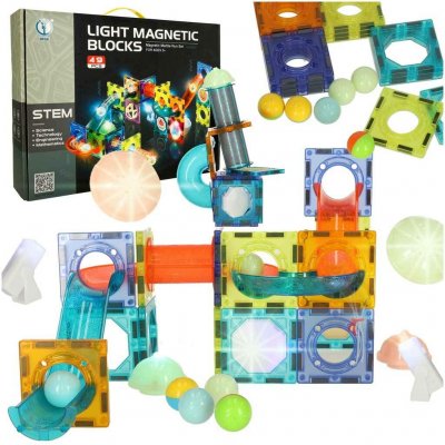 KIK KX5144_2 Svítící magnetická kuličková dráha 49 ks – Sleviste.cz