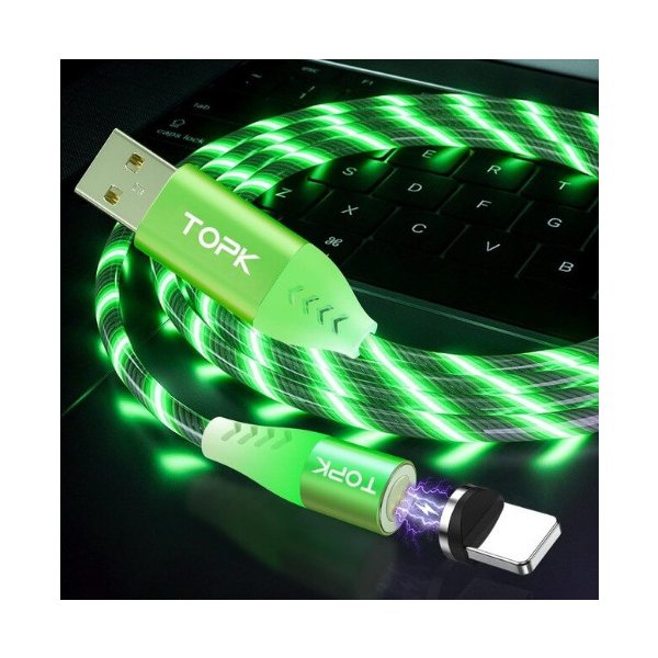 LED magnetický svítící nabíjecí kabel 3A pro Apple iPhone, 1m Barva: Zelená  od 219 Kč - Heureka.cz