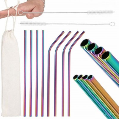 Springos Straw Nerezové brčko duhové sada 10 ks – Zboží Dáma