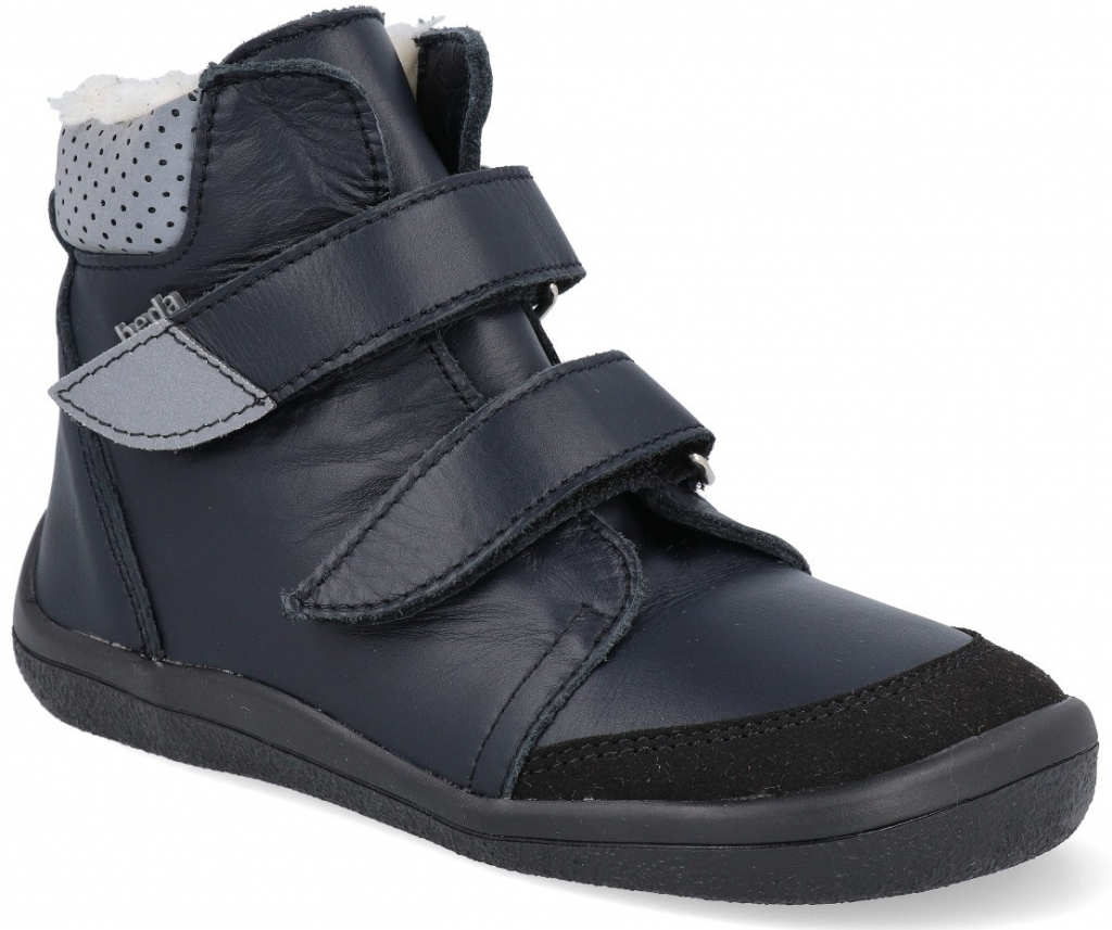 Béďa Beda vyšší zimní kožené boty just black s kožíškem (bf 0004/w/so/mk)