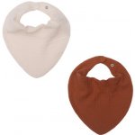 MUFFIN MODE Mušelínový slintáček z organické bavlny 2ks Muslin Bib GOTS ecru karamelový – Zboží Dáma