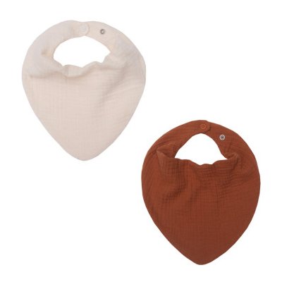 MUFFIN MODE Mušelínový slintáček z organické bavlny 2ks Muslin Bib GOTS ecru karamelový – Zboží Dáma