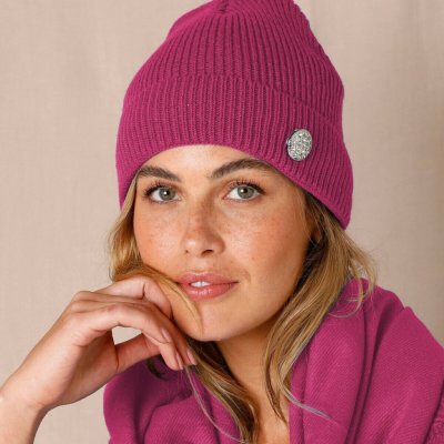 Čepice s ozdobným bižu knoflíkem fuchsie – Hledejceny.cz
