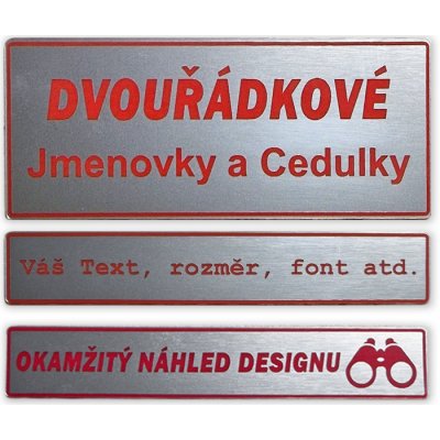 Jmenovky - cedulky na dveře - dva řádky - červený text – Zbozi.Blesk.cz
