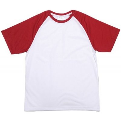 JSubli Apparel pánské bílé tričko s červenými rukávy s potiskem