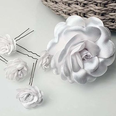 Svatební vlásenka sada 5 kusů - růže bílá – Zboží Dáma