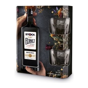 Fernet Stock Original 38% 0,5 l (dárkové balení 2 sklenice)