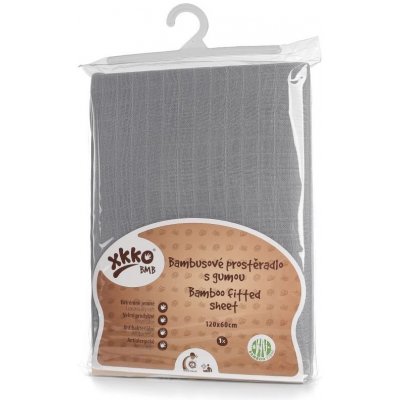 Kikko Bambusové prostěradlo s gumou XKKO BMB BABY GREY Silver 50x70