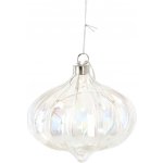 Pro-Tech shop Skleněná závěsná ozdoba s LED 15cm průhledná perleťová 69607 – Hledejceny.cz