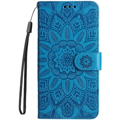 Pouzdro Levné Kryty Peněženkové Embossing Pattern Slunečnice modré – Vivo Y36 – Sleviste.cz