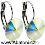 Swarovski Elements Rivoli vlepený krystal Ocelové náušnice visací bílé duhové kulaté 51031.2 Crystal AB bílá křišťálová duhová měňavá – Zboží Dáma