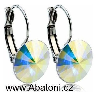 Swarovski Elements Rivoli vlepený krystal Ocelové náušnice visací bílé duhové kulaté 51031.2 Crystal AB bílá křišťálová duhová měňavá – Zboží Dáma