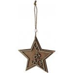 Závěs dřevo hvězda zdobená přírodní 15x15 cm – Hledejceny.cz