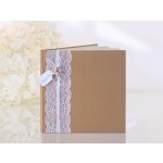 PartyDeco Svatební kniha hostů přírodní s krajkou a růžičkami – Zboží Dáma